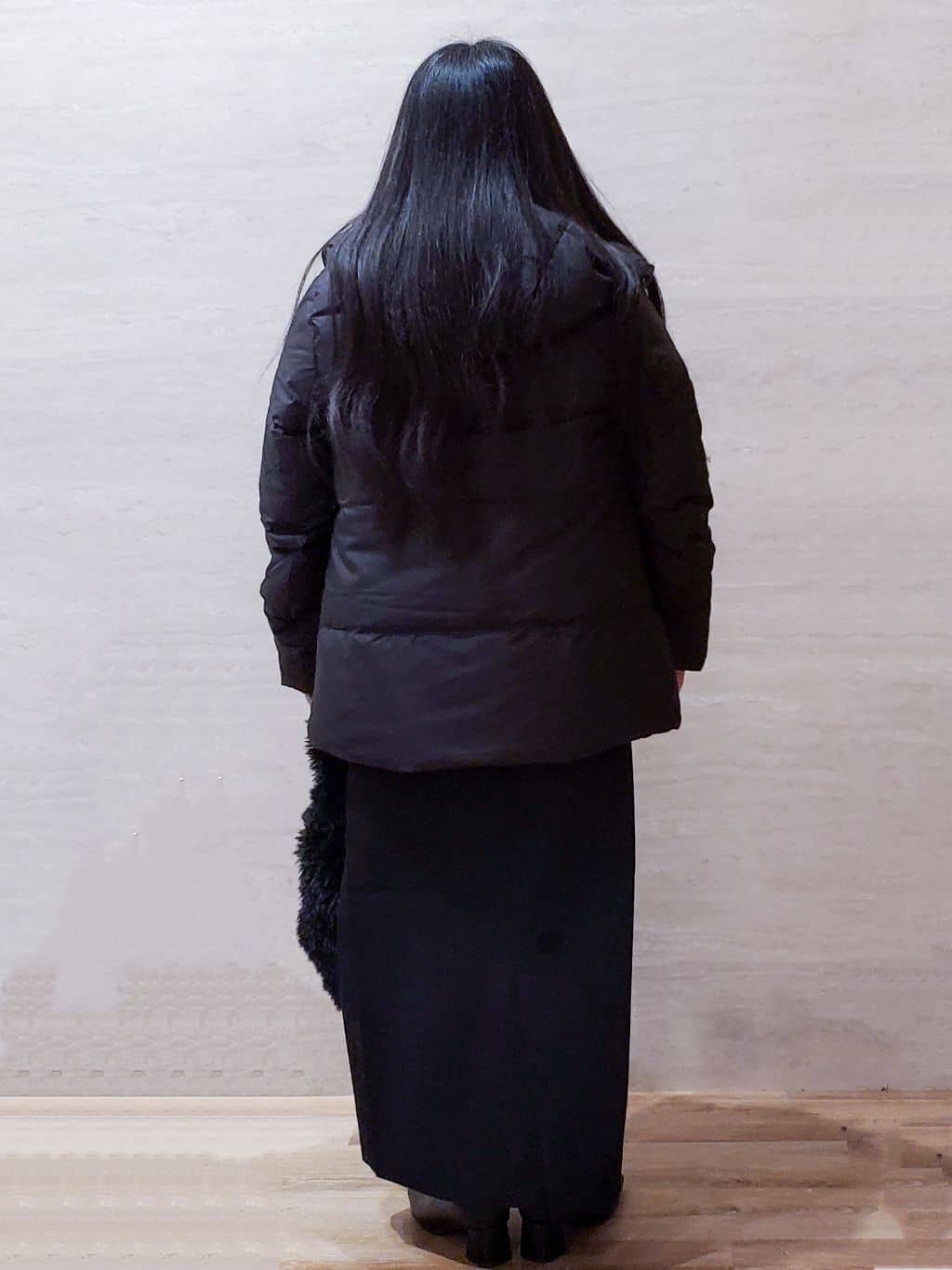 ちぃさんの「OPAQUE.CLIP｜撥水フードミドルダウンコート【防風／抗菌防臭／洗濯機OK】《S～LL》」を使ったコーディネート