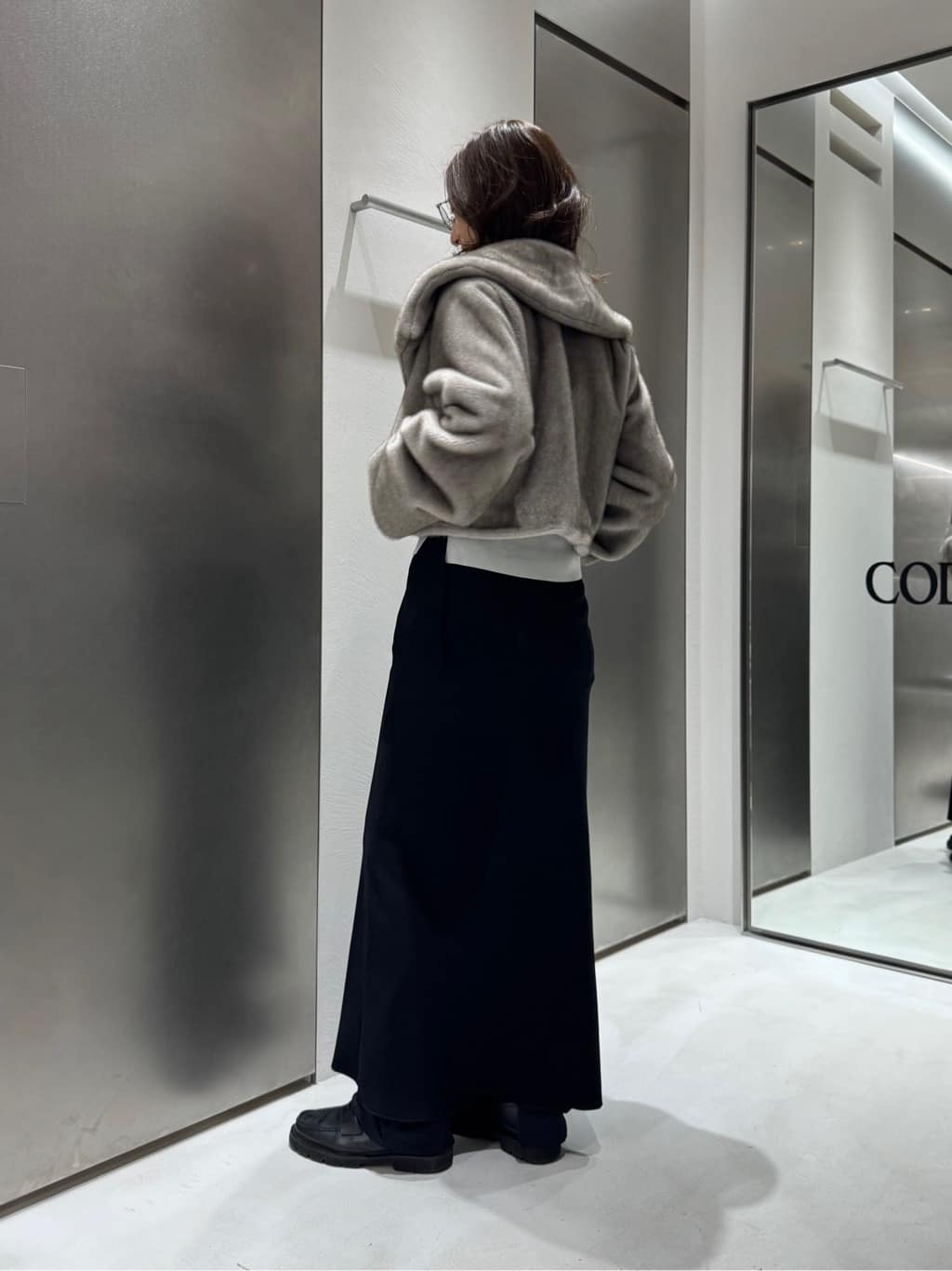 uchi__yamaさんの「CODE A｜faux mink short jacket」を使ったコーディネート