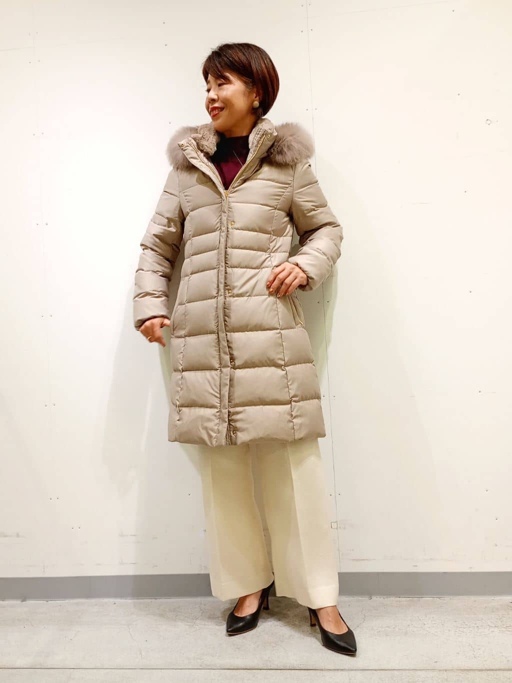 Kさんの「INDIVI｜【名品／撥水／抗菌防臭】ロング丈リサイクルダウンコート」を使ったコーディネート