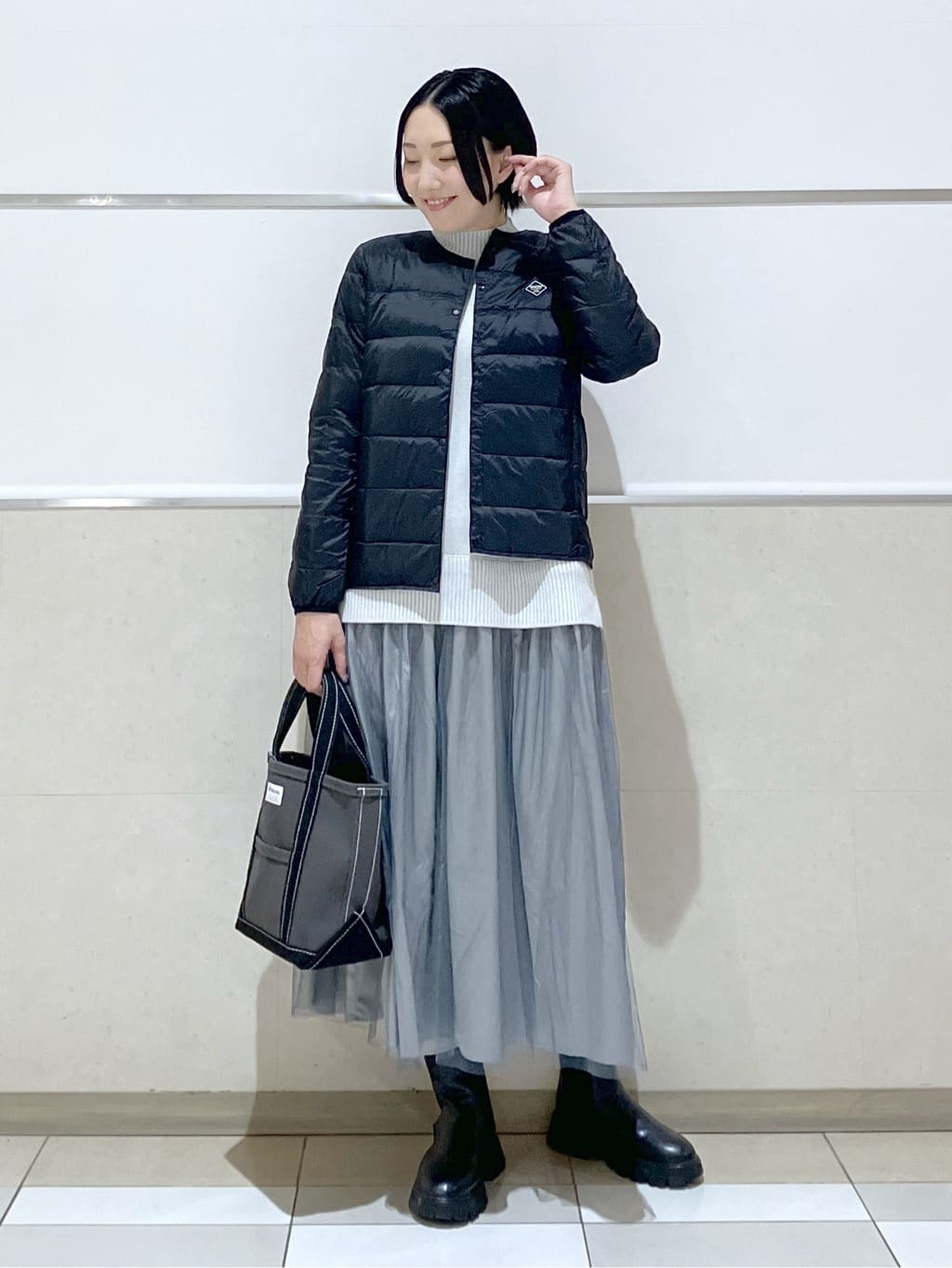 eriko さんの「Dessin｜【洗える】ニットチュールドッキングワンピース」を使ったコーディネート