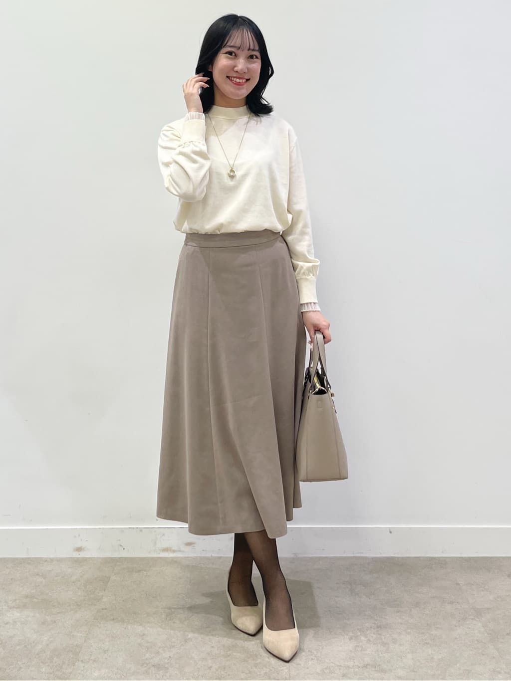 yukariさんの「Reflect｜【秋映え／重ね着風スタイルに◎】フリルプリーツスリーブニット」を使ったコーディネート