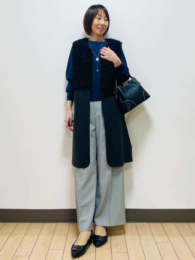 Riiさんの「Reflect｜【選べる8色／スカートにもパンツにも◎】ウール混ボートネックニット」を使ったコーディネート