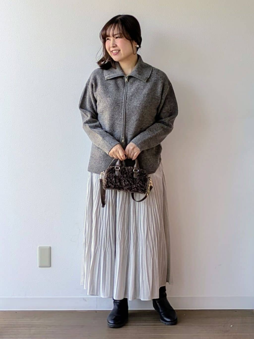 なみきさんの「UNTITLED｜【洗える】カラーネップ ダブルジップカーディガン」を使ったコーディネート