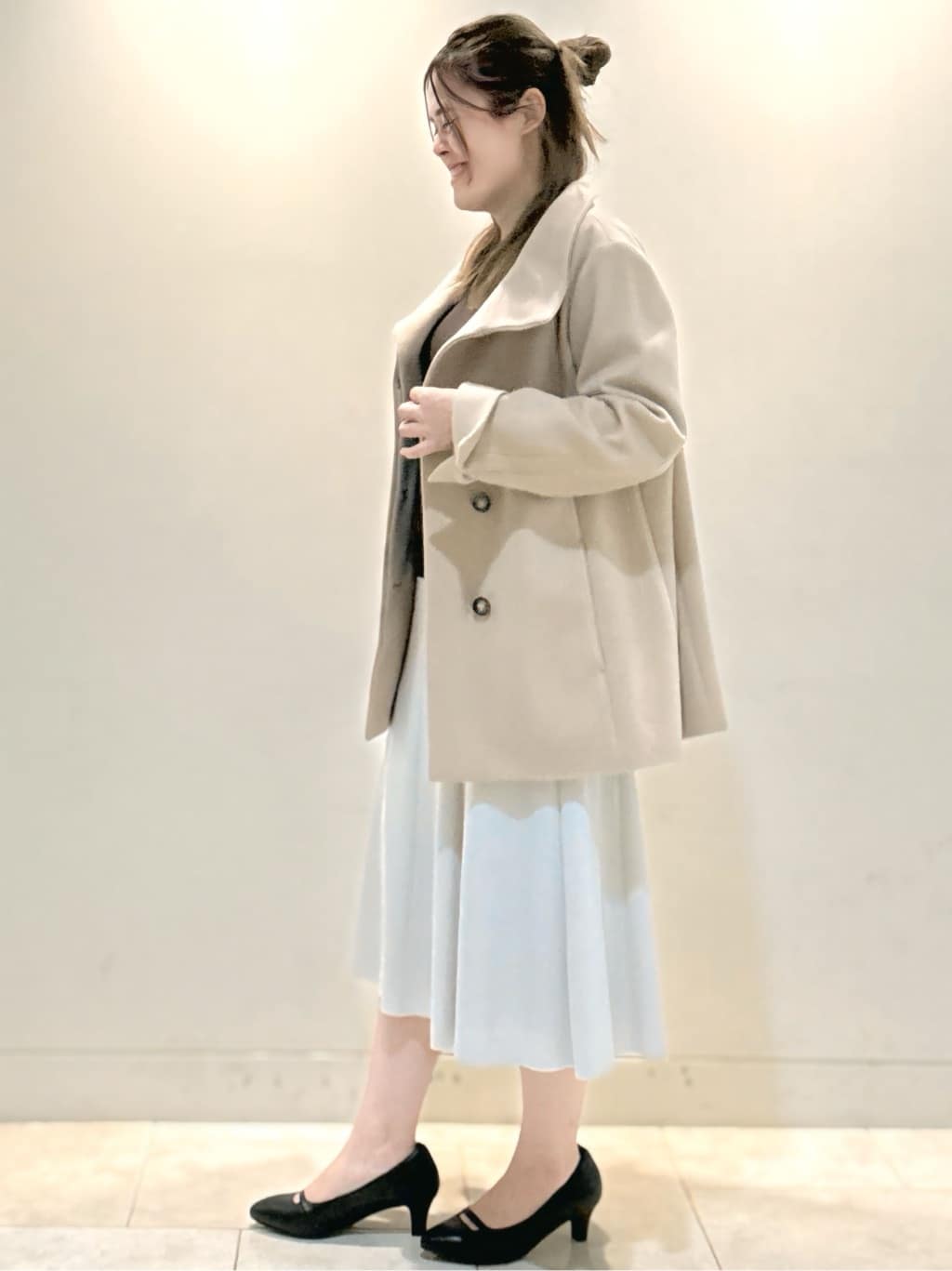 S&auml;K&iuml;さんの「Reflect｜【秋映え◎】Vネック&times;メッシュスリーブニット」を使ったコーディネート