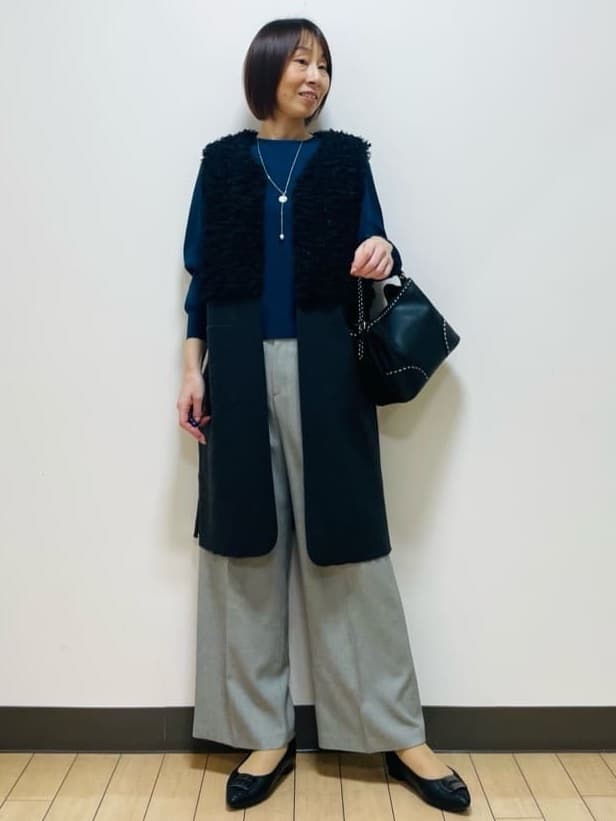 Riiさんの「Reflect｜【選べる8色／スカートにもパンツにも◎】ウール混ボートネックニット」を使ったコーディネート