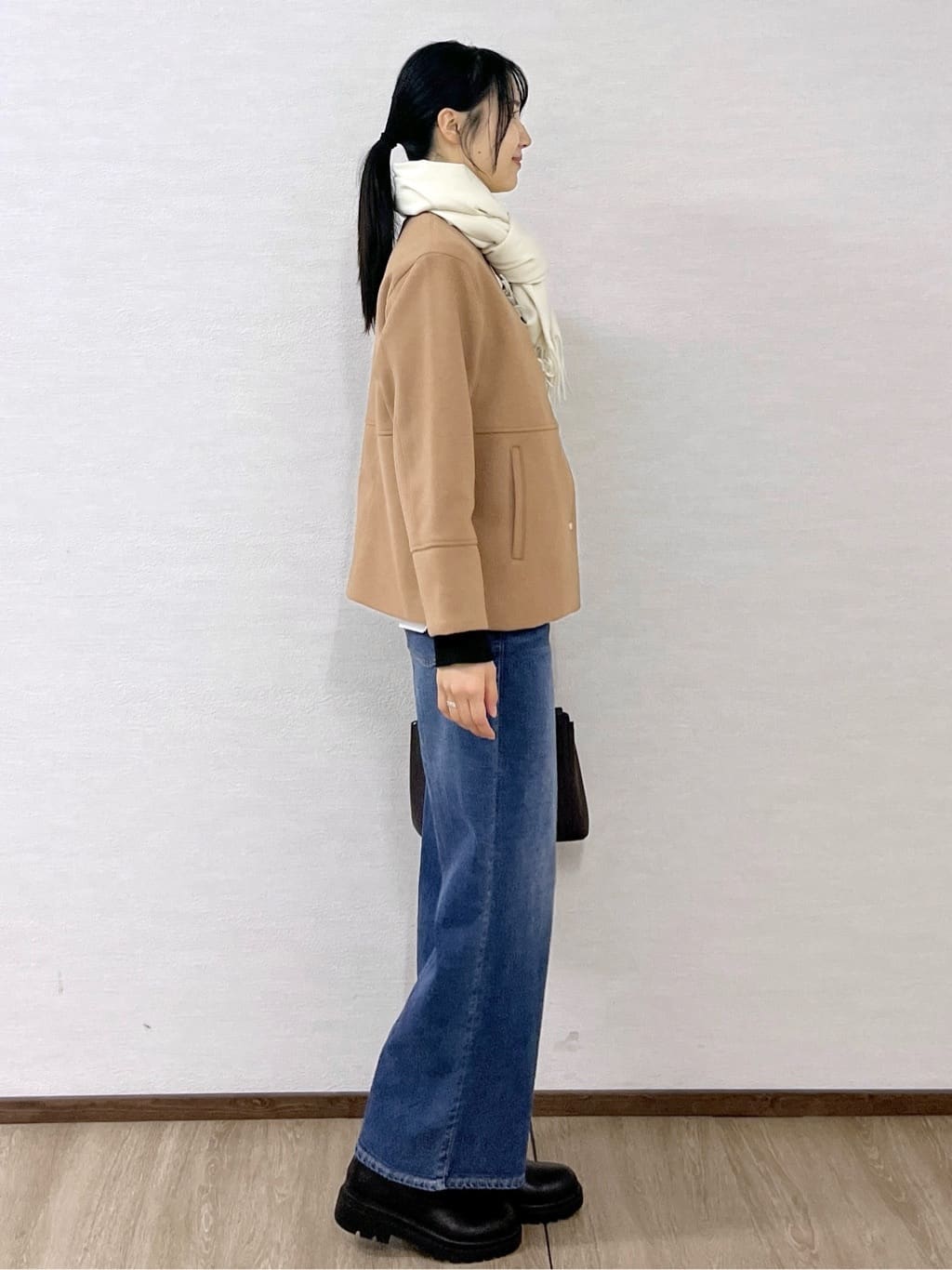 sachikoさんの「OPAQUE.CLIP｜ウールライクメルトンノーカラーコート【洗濯機洗い可】」を使ったコーディネート