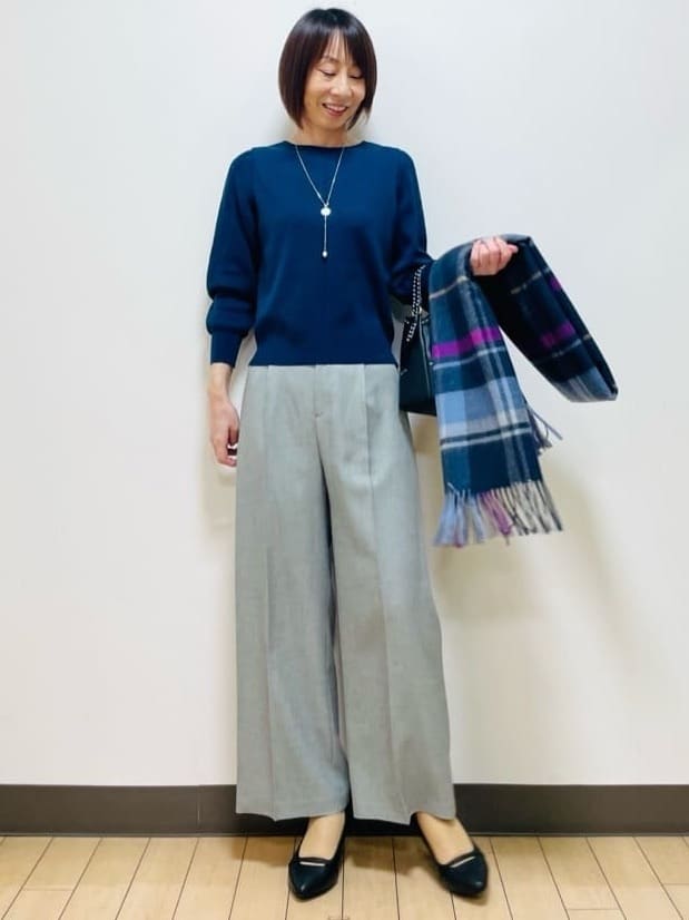 Riiさんの「Reflect｜【選べる8色／スカートにもパンツにも◎】ウール混ボートネックニット」を使ったコーディネート