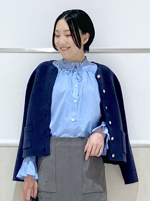 eriko さんの「Dessin｜【洗える】ジャケット見えカーディガン」を使ったコーディネート