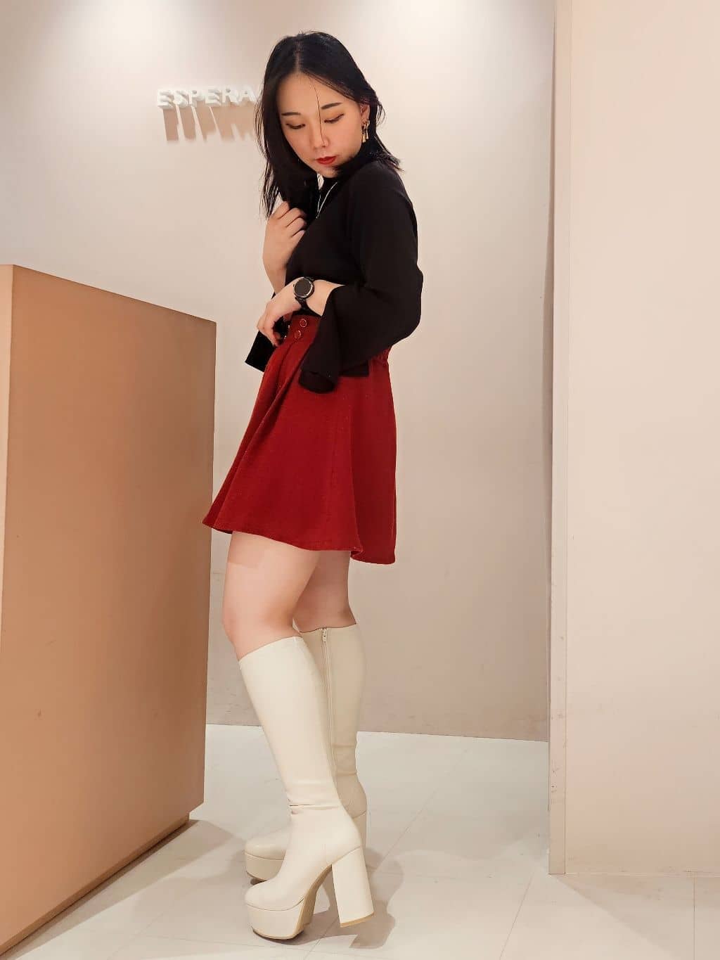 紫桜-shion-さんの「ESPERANZA｜【ラク盛り/約12cm】ラク盛り厚底ロングブーツ」を使ったコーディネート