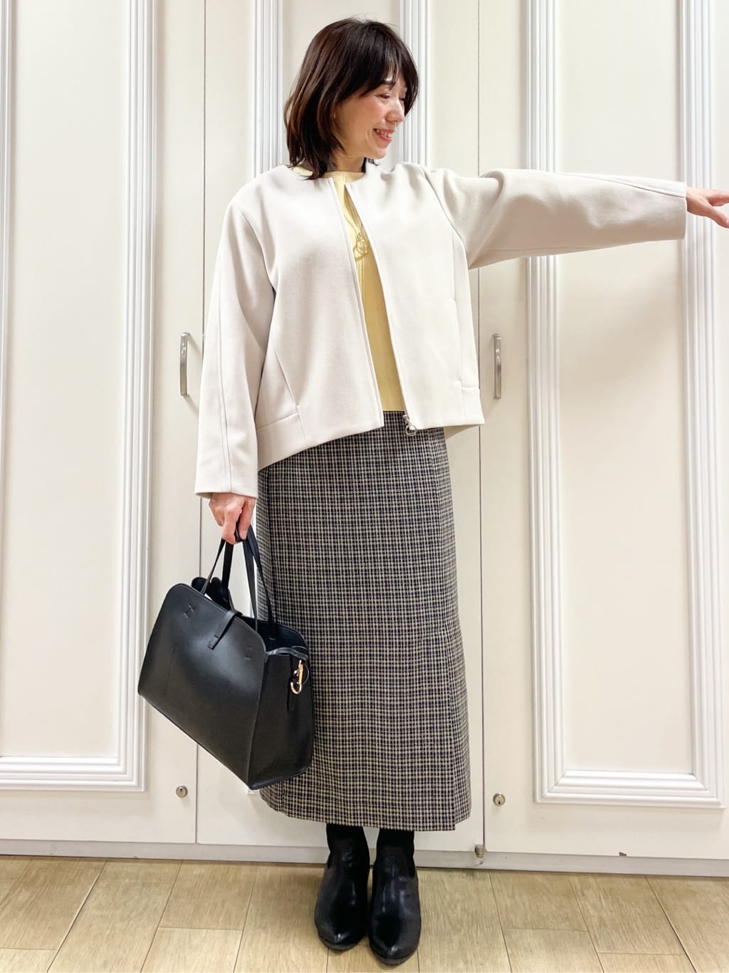 めいさんの「Reflect｜【ゆったりシルエット】ジャージメルトンコクーンジャケット」を使ったコーディネート