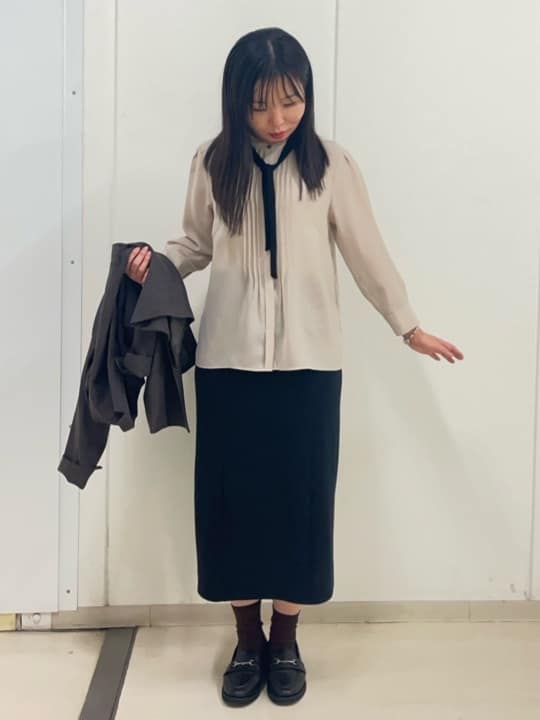 Rihoさんの「Reflect｜【配色ボウタイ付き】八分袖ジョーゼットブラウス」を使ったコーディネート