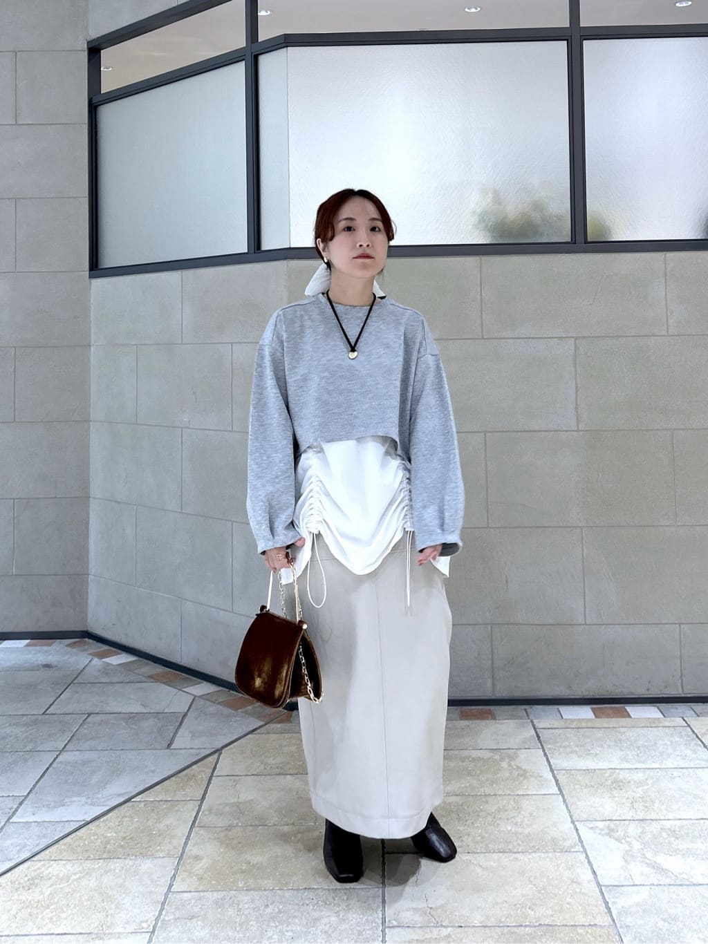 よねさんの「INDIVI｜ビッグシュシュ」を使ったコーディネート