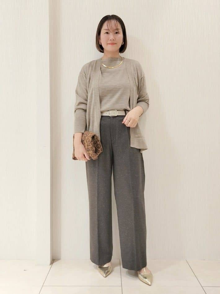 naokoさんの「UNTITLED｜【アンサンブル可/洗える/ボタンなし】シルクウールカシミヤ 着流しカーディガン」を使ったコーディネート