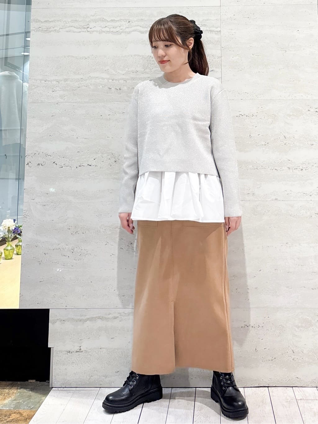 かほさんの「OPAQUE.CLIP｜【生活防水】厚底タンクソールレースアップブーツ」を使ったコーディネート
