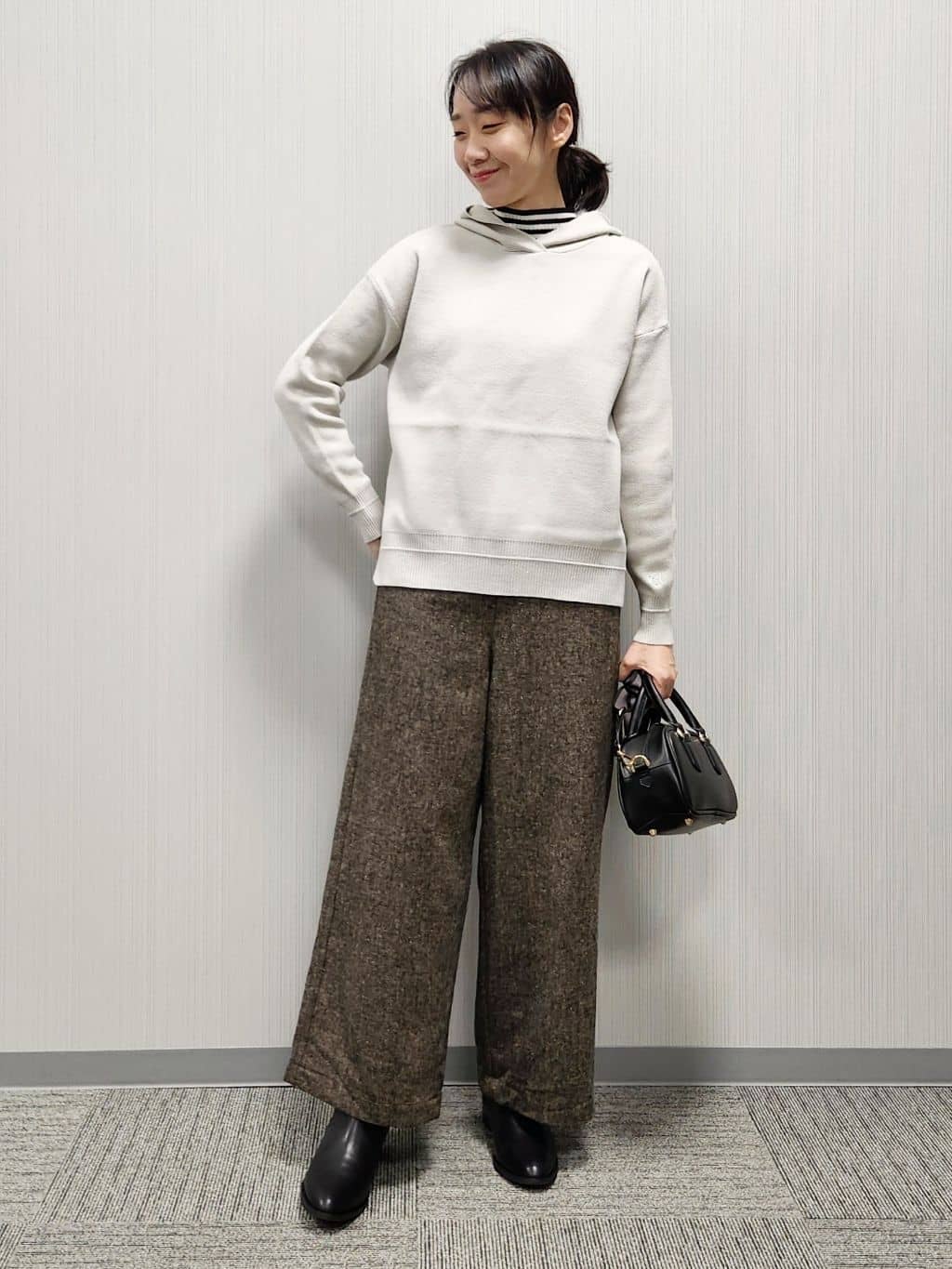 naraさんの「Dessin｜【洗える／体型カバー】ちょうどいいニットパーカ」を使ったコーディネート