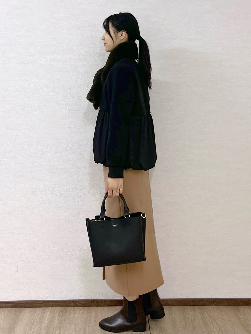 sachikoさんの「OPAQUE.CLIP｜ウールライクペプラムドッキングアウター【洗濯機洗い可】」を使ったコーディネート