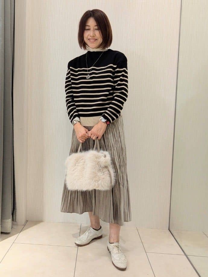 u-macoさんの「UNTITLED｜【洗える】モックネックミラノリブニット」を使ったコーディネート