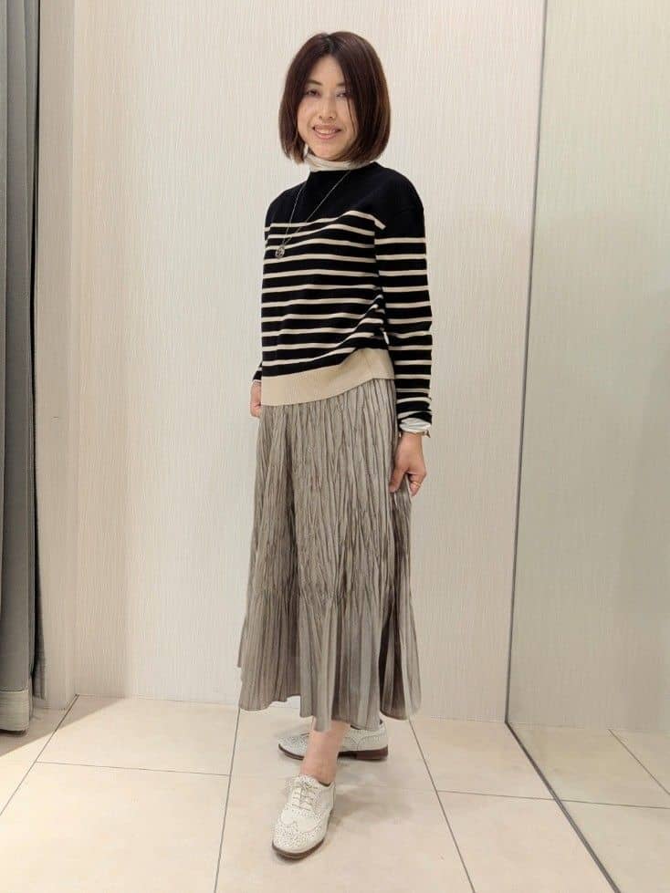 u-macoさんの「UNTITLED｜【洗える】モックネックミラノリブニット」を使ったコーディネート