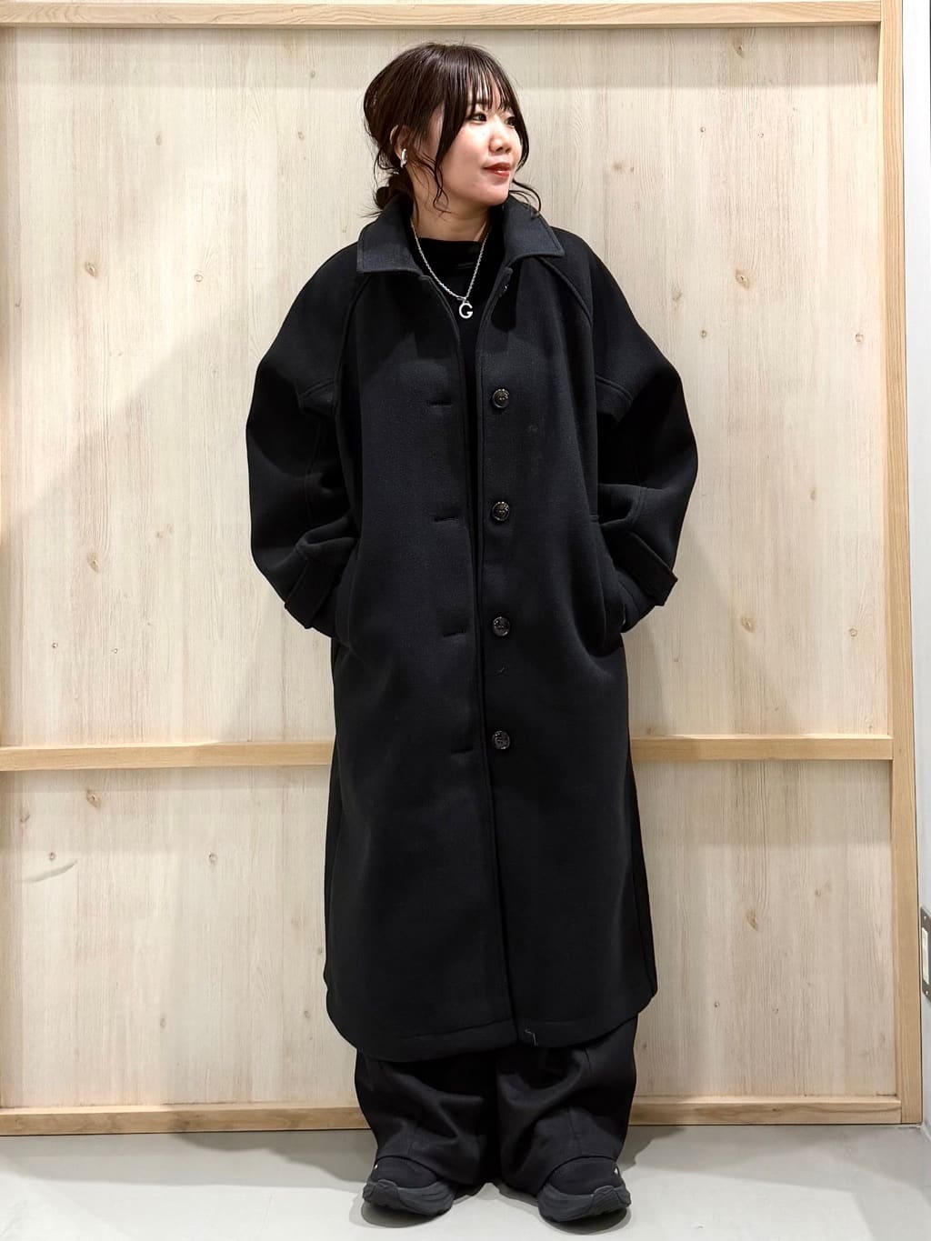 nanaさんの「THE SHOP TK｜ジャージメルトンスタンドカラーコート」を使ったコーディネート