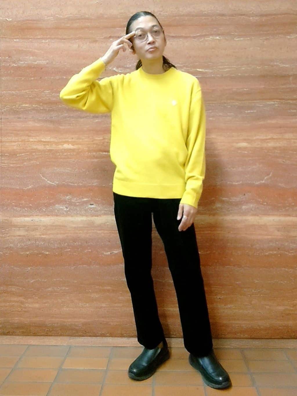 かしげるさんの「TAKEO KIKUCHI｜【Air Palette Knit】ワンポイント カラーニット プルオーバー」を使ったコーディネート