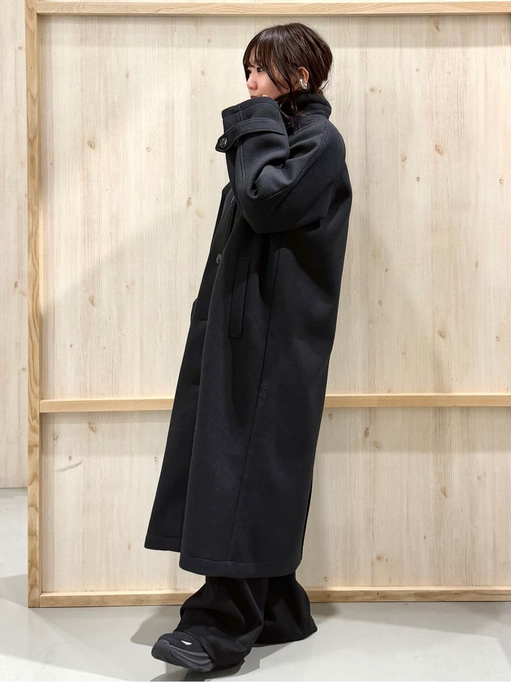 nanaさんの「THE SHOP TK｜ジャージメルトンスタンドカラーコート」を使ったコーディネート