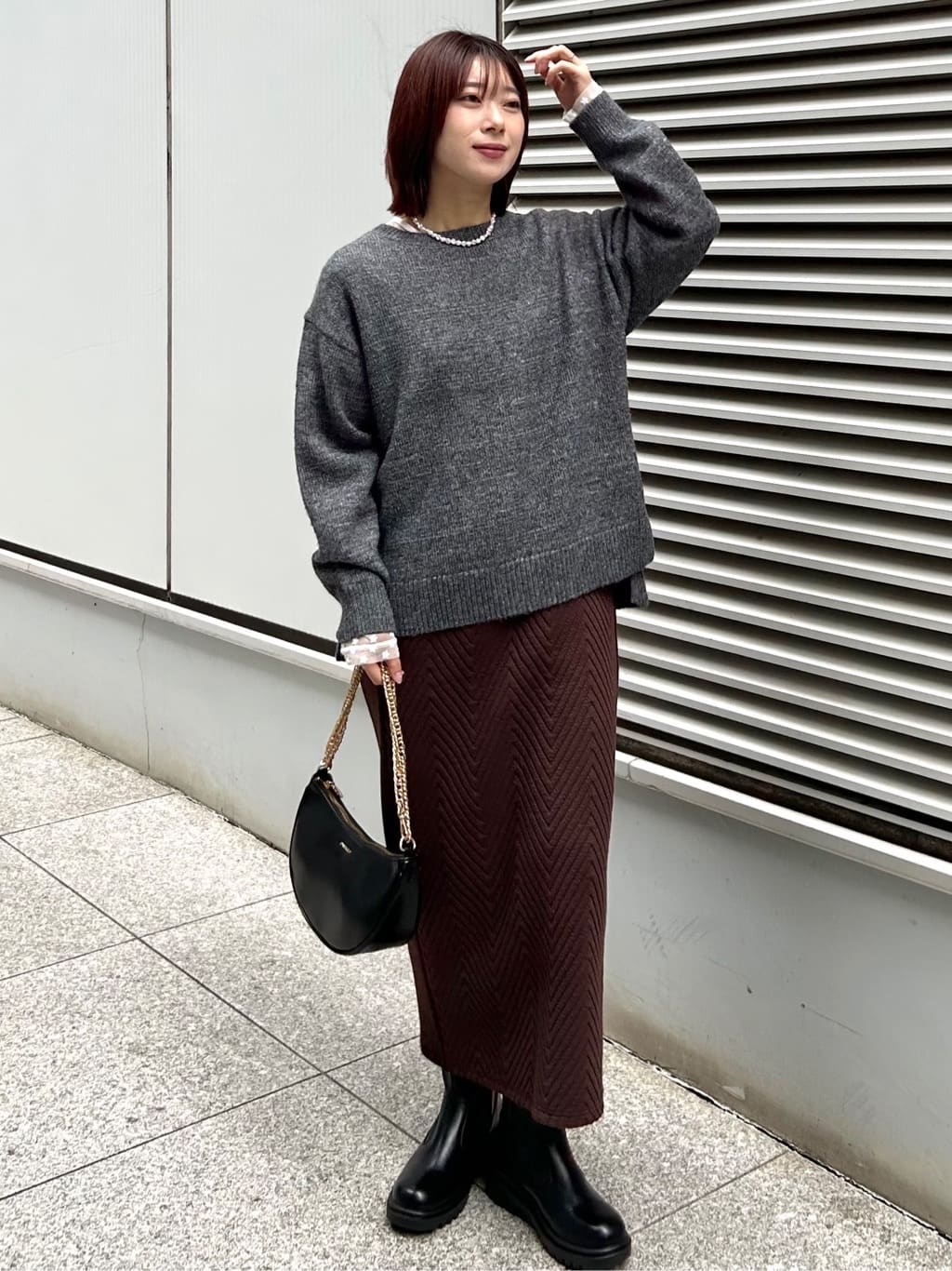 RINAさんの「OPAQUE.CLIP｜リラクシークルーネックニット【洗濯機OK】」を使ったコーディネート