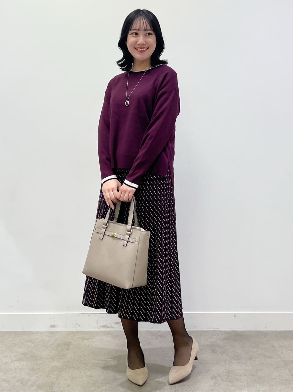 yukariさんの「Reflect｜【WEB先行カラーあり／セットアップ可】幾何調柄ニットスカート」を使ったコーディネート