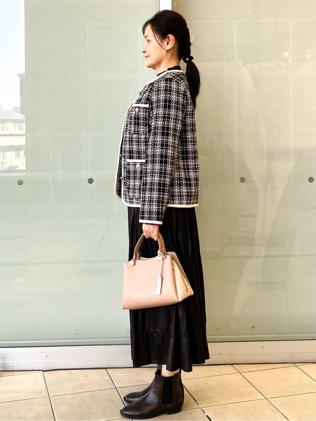 Jeanさんの「OPAQUE.CLIP｜チェックツイードジャケットコート／セットアップ対応【洗える】」を使ったコーディネート
