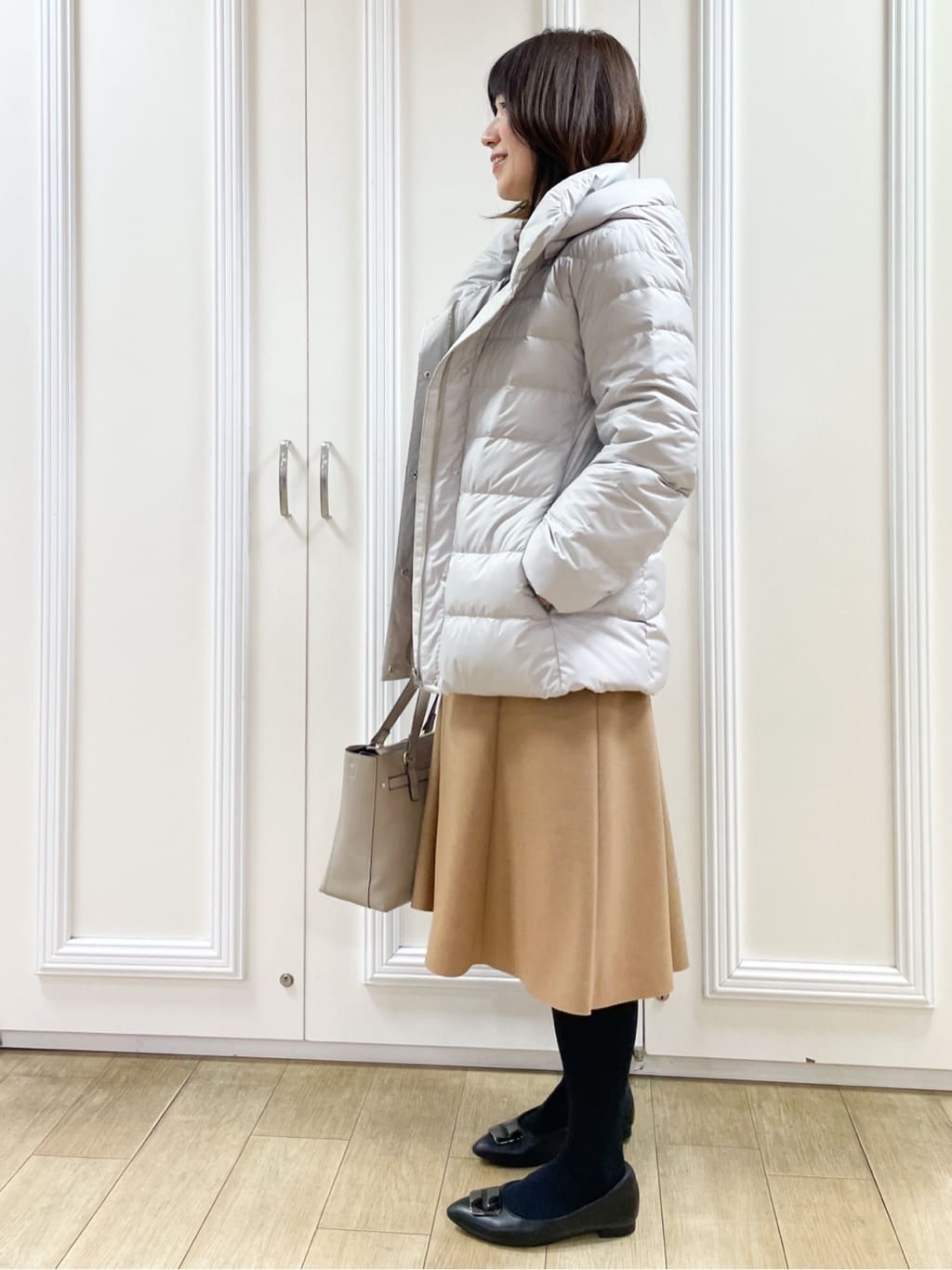 めいさんの「Reflect｜【SS-4Lサイズ】フーデッドミドルダウンコート」を使ったコーディネート