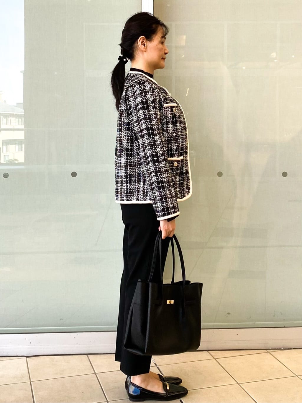 Jeanさんの「OPAQUE.CLIP｜チェックツイードジャケットコート／セットアップ対応【洗える】」を使ったコーディネート