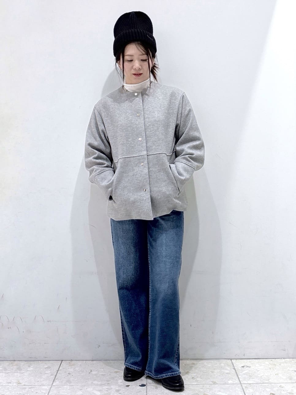 mameさんの「OPAQUE.CLIP｜ウールライクメルトンノーカラーコート【洗濯機洗い可】」を使ったコーディネート