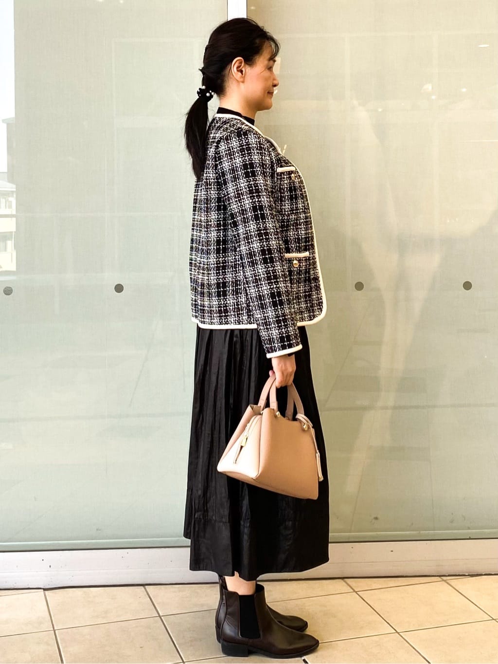 Jeanさんの「OPAQUE.CLIP｜チェックツイードジャケットコート／セットアップ対応【洗える】」を使ったコーディネート