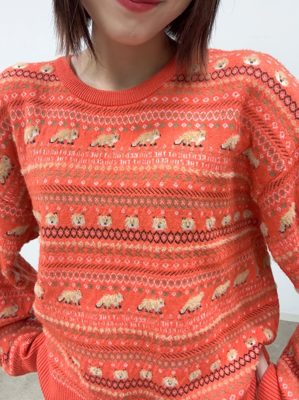𝐜𝐡𝐢𝐤𝐚さんの「SHOO･LA･RUE｜【旭山動物園応援商品】ノルディック柄 モールニット」を使ったコーディネート