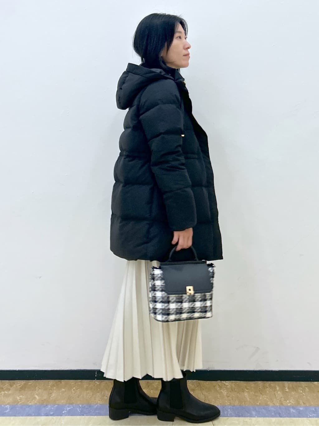 su.さんの「index｜KAWADAダウンドロストミドルコート【撥水／洗濯機OK／2WAY／静電気防止裏地】《XS～3L》」を使ったコーディネート