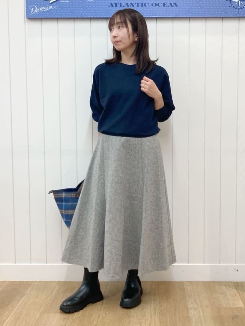 yoshiさんの「Dessin｜【洗える】ウールブレンド後ろボタンニット」を使ったコーディネート
