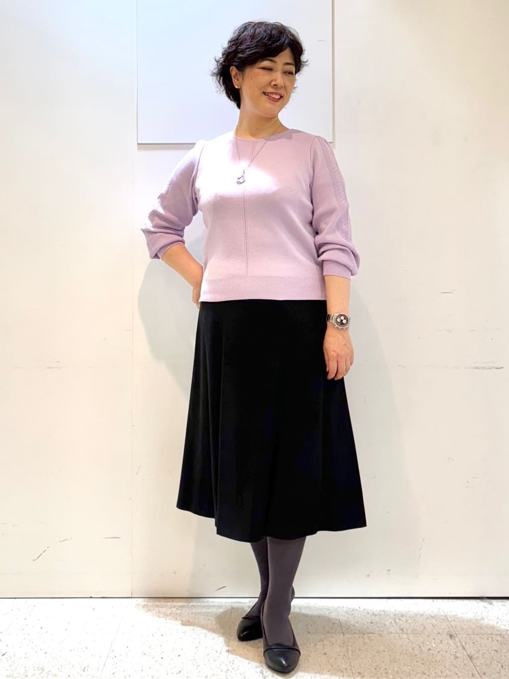 ヤスコさんの「Reflect｜【選べる8色／スカートにもパンツにも◎】ウール混ボートネックニット」を使ったコーディネート