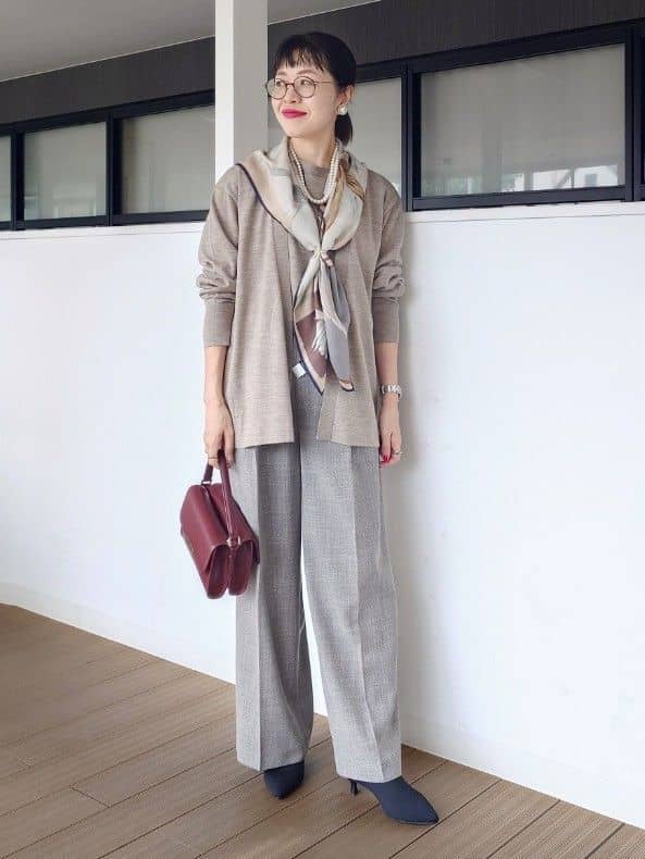 MUTSUKOさんの「UNTITLED｜【アンサンブル可/洗える/ボタンなし】シルクウールカシミヤ 着流しカーディガン」を使ったコーディネート