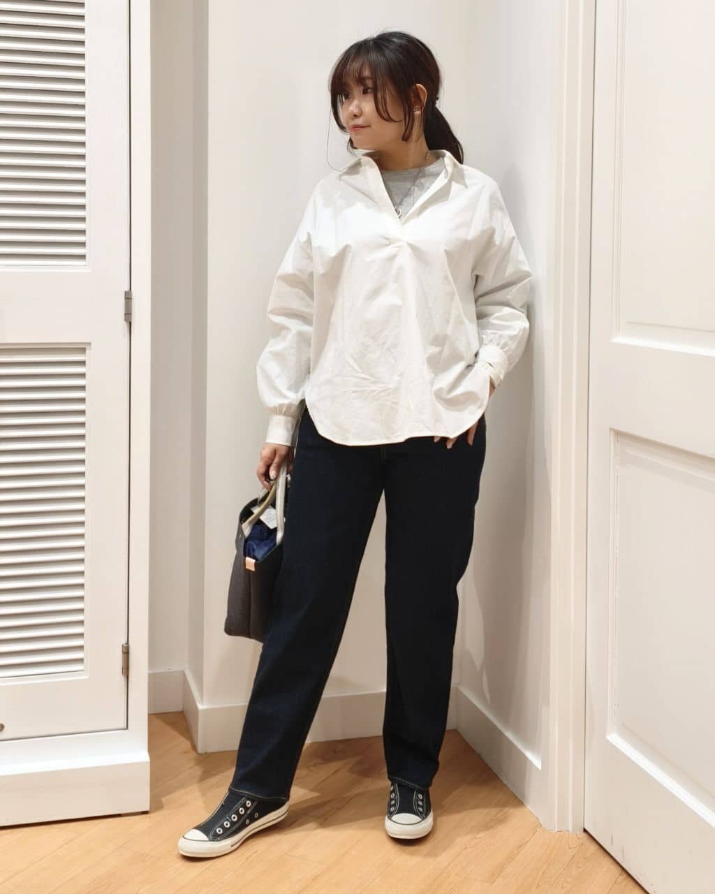 AIKOsanさんの「Dessin｜【選べる首元デザイン/洗える】クルーネックロングTシャツ」を使ったコーディネート