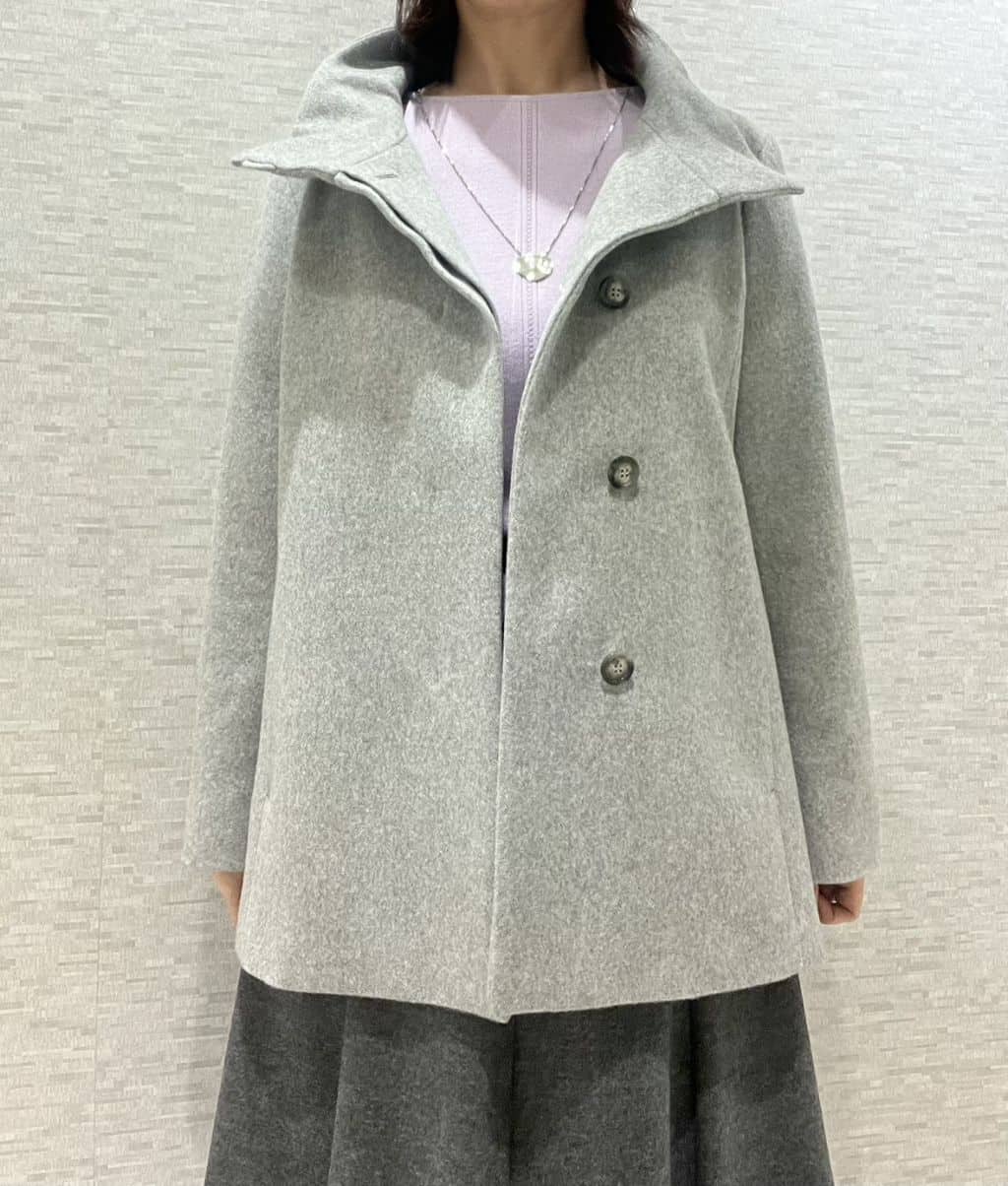 marikoさんの「Reflect｜【SS-4Lサイズ／衿が顔に当たらない◎】スタンドネックミドルコート」を使ったコーディネート