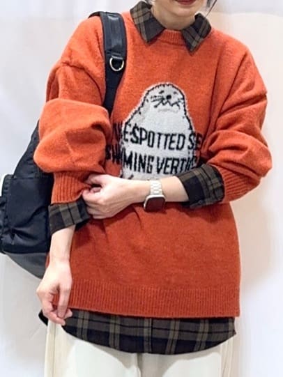 𝐇𝐢𝐫𝐨𝐦𝐢さんの「SHOO･LA･RUE｜【旭山動物園応援商品】ゆるアニマル ふわふわジャカードニット」を使ったコーディネート