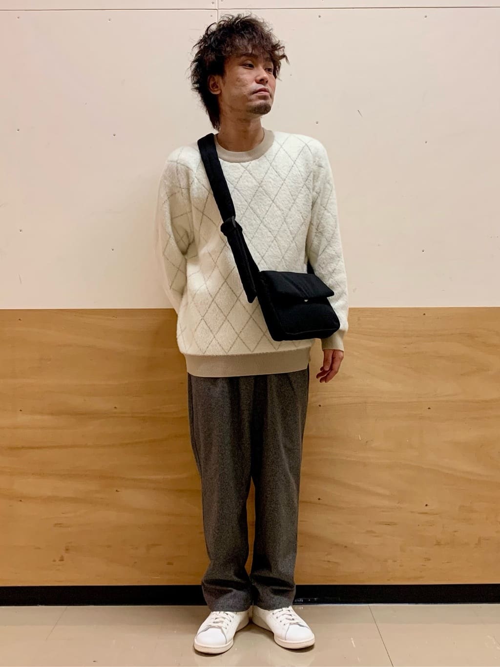 MATUさんの「THE SHOP TK｜【ふんわり心地いい肌触り】　ダイヤ柄シャギーニット」を使ったコーディネート