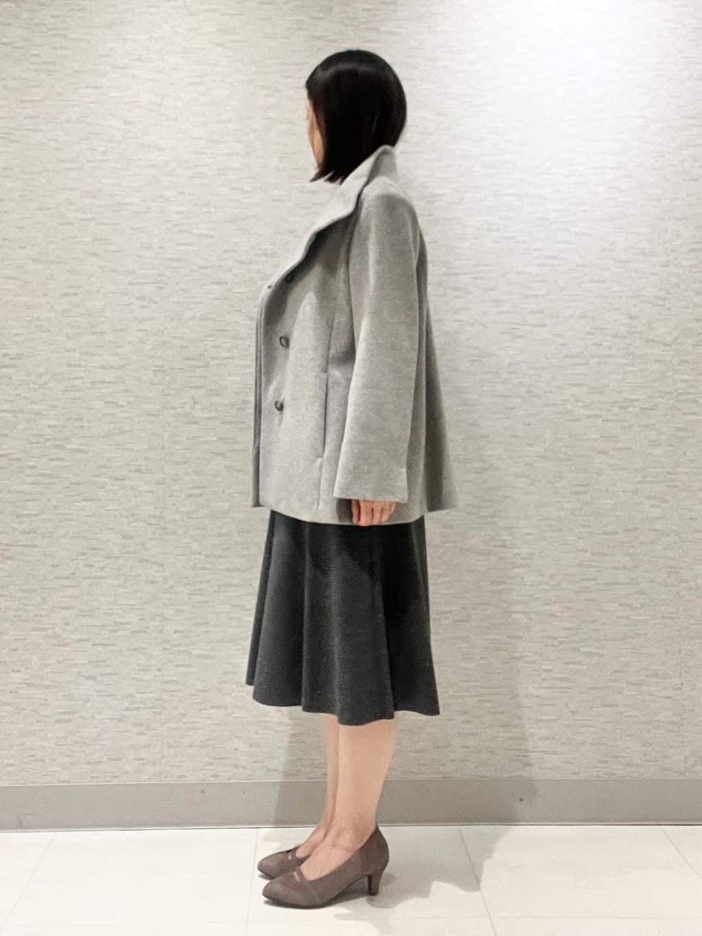 marikoさんの「Reflect｜【SS-4Lサイズ／衿が顔に当たらない◎】スタンドネックミドルコート」を使ったコーディネート
