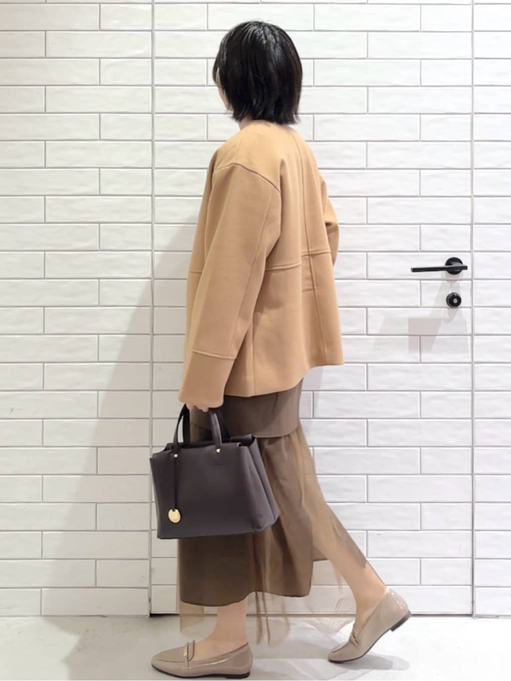しおりさんの「OPAQUE.CLIP｜ウールライクメルトンノーカラーコート【洗濯機洗い可】」を使ったコーディネート