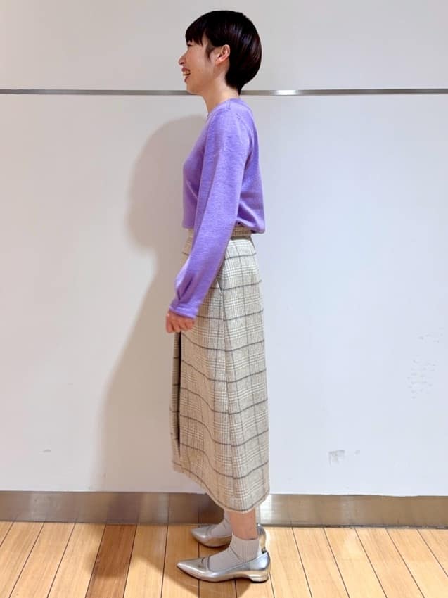 あやさんの「UNTITLED｜【きれいめ/洗える】ラメ入りワイドボートネックニット」を使ったコーディネート