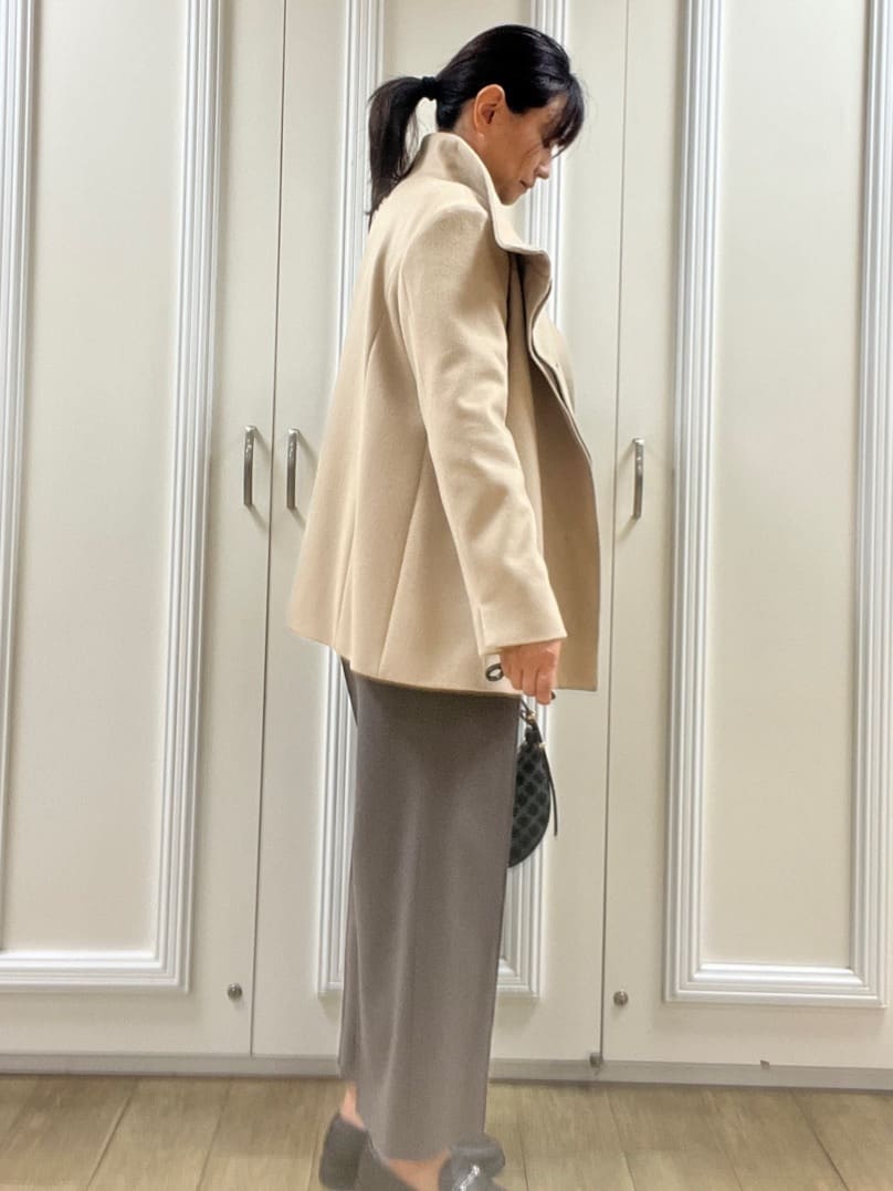 KAOさんの「Reflect｜【SS-4Lサイズ／衿が顔に当たらない◎】スタンドネックミドルコート」を使ったコーディネート