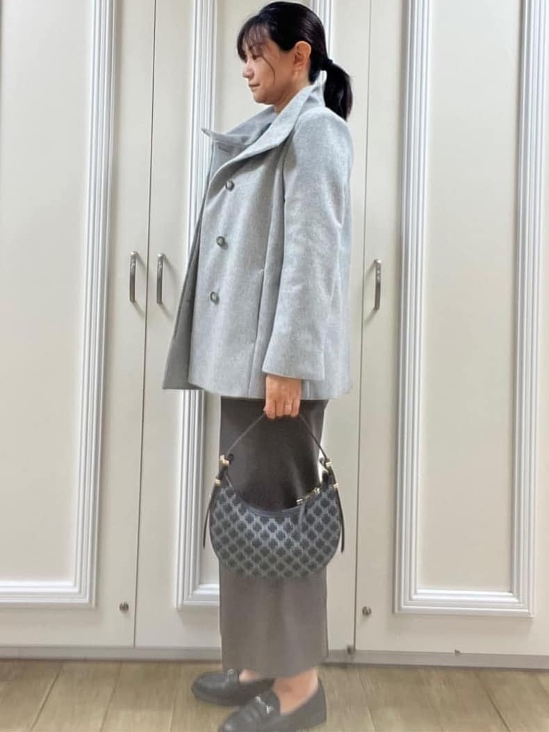 KAOさんの「Reflect｜【SS-4Lサイズ／衿が顔に当たらない◎】スタンドネックミドルコート」を使ったコーディネート