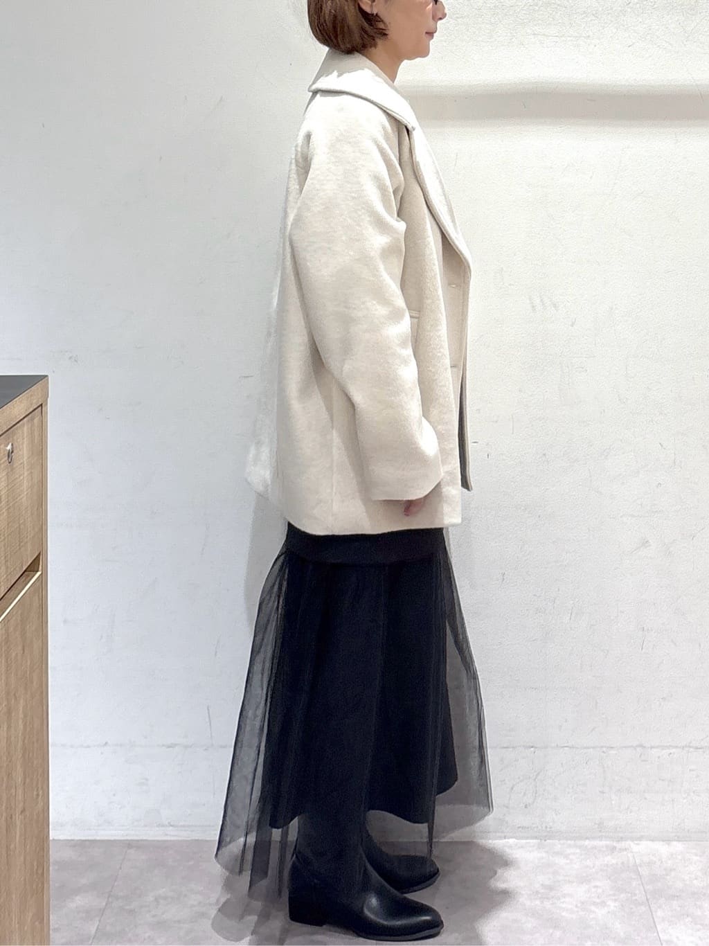 たけねぇさんの「OPAQUE.CLIP｜カシミヤブレンドウールミドルピーコート」を使ったコーディネート