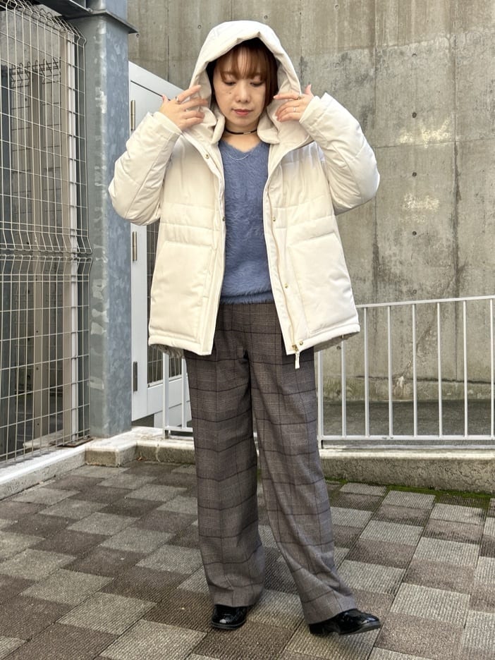 ga_riさんの「THE SHOP TK｜【すっきり見えシルエット】上品ふわもこ中綿ブルゾン」を使ったコーディネート