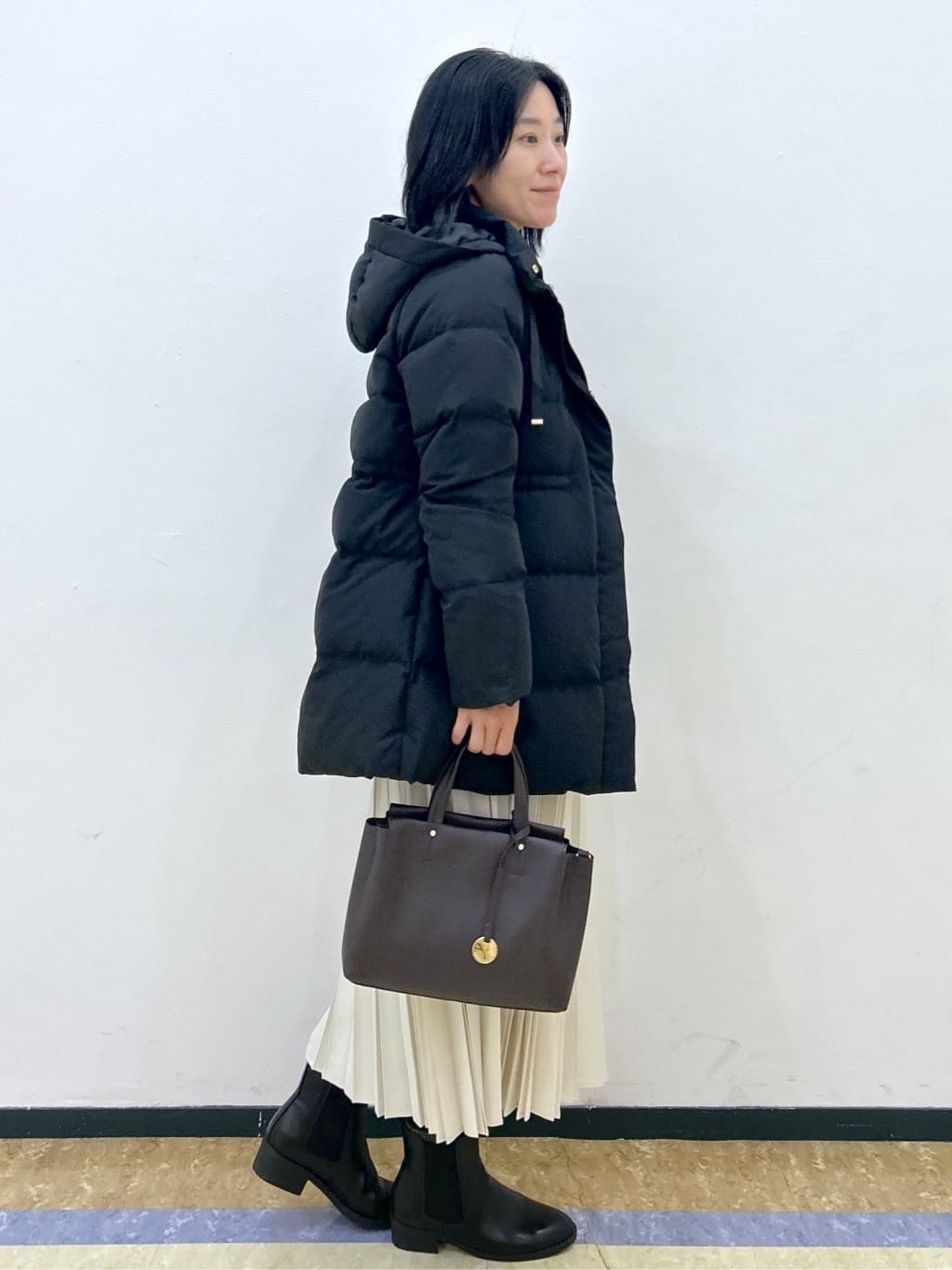 su.さんの「index｜KAWADAダウンドロストミドルコート【撥水／洗濯機OK／2WAY／静電気防止裏地】《XS～3L》」を使ったコーディネート