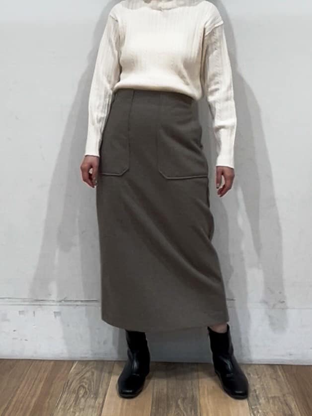 山さんさんの「grove｜【毛玉軽減／洗える】クロップドミニケーブルニット」を使ったコーディネート